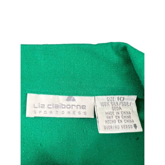 90s Green Liz Claiborne Sport Button Up Belted Top | Size 10 - Picture 4 of 7